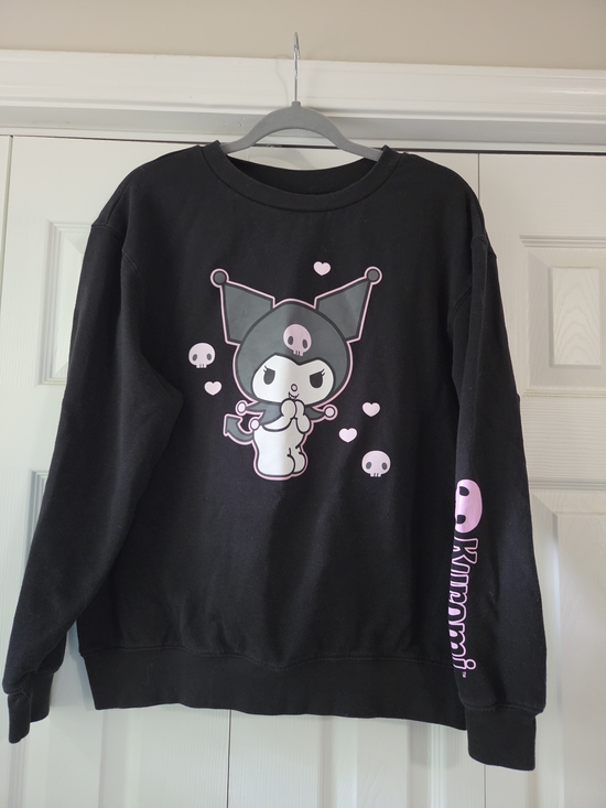 Sanrio Sweaters - Sanrio Kuromi Black Crewneck Sweatshirt with Pink Graphic